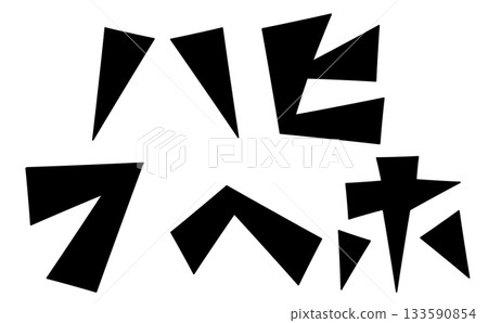 "Ha Hi Fu He Ho" set with triangular base design, black letters 133590854