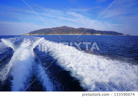 Mount Kinka seen from the ferry floating in the Pacific Ocean Mount Kinka seen from the ferry floating in the Pacific Ocean 133590874