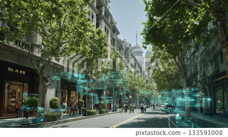 AR transparent hologram illustration of Shanghai AR transparent hologram illustration of Shanghai 133591008