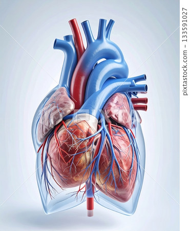 人體心臟解剖結構3D插圖(動脈、靜脈和心肌的精確渲染) 人體心臟解剖結構3D插圖(動脈、靜脈和心肌的精確渲染) 133591027