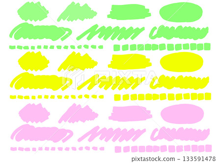Stock Illustration: Pastel colored hand-drawn marker lines and decorative strokes set 133591478