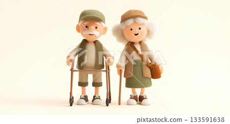 A gentle scene of two elderly people using walkers for rehabilitation / Mamio Design Welfare and Care Series A gentle scene of two elderly people using walkers for rehabilitation / Mamio Design Welfare and Care Series 133591638