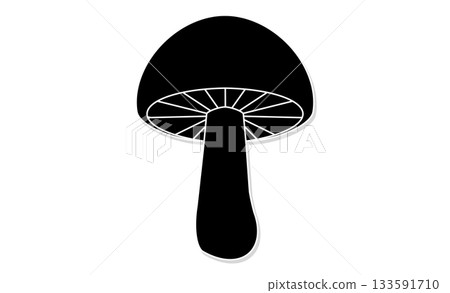 簡單的單色蘑菇插圖圖示素材 133591710