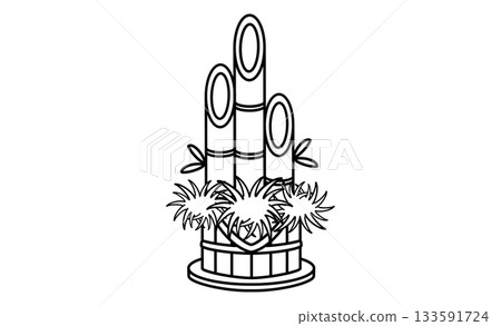 New Year's decorations and Kadomatsu illustration icon material 133591724
