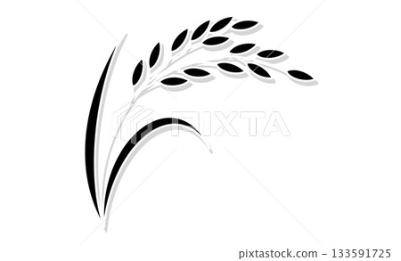 Black and white illustration icon of rice ears that can be used in autumn Black and white illustration icon of rice ears that can be used in autumn 133591725