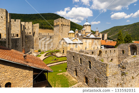 Central church building dedicated to Holly Trinity in Manasija Monastery, Serbia. 133592031