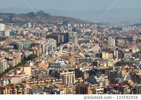 Urban panorama of Barcelona from Glories Tower Urban panorama of Barcelona from Glories Tower 133592038