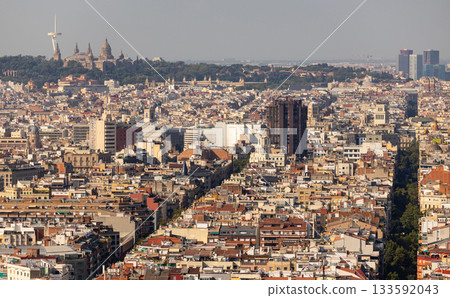Barcelona cityscape with Palau Nacional seen from Torre Glories Barcelona cityscape with Palau Nacional seen from Torre Glories 133592043