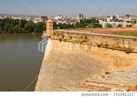 Petrovaradin fortress by the Danube river in day Petrovaradin fortress by the Danube river in day 133592121