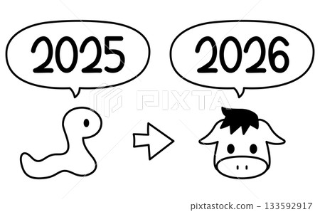 Cute illustrations of the zodiac signs Snake to Horse 133592917