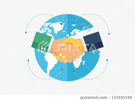 handshake with world map 133593199