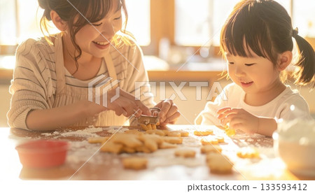 《AI Image》 Parent and child making cookies 133593412