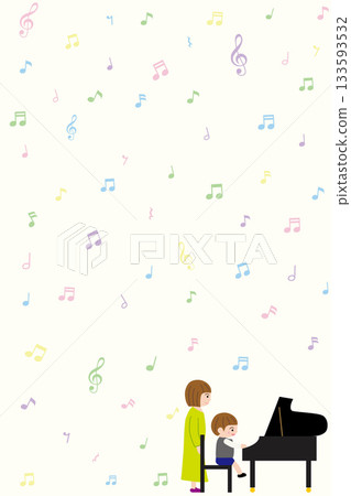 壁紙圖案是一位男孩在彈鋼琴，他的老師 133593532