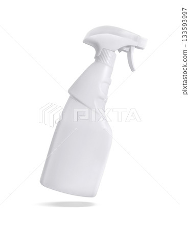 Isolated image of a floating spray bottle on a white background. Isolated image of a floating spray bottle on a white background. 133593997