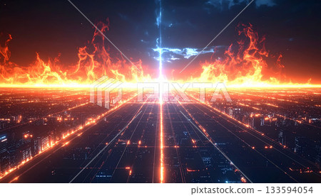 A futuristic city with a scorching horizon A futuristic city with a scorching horizon 133594054