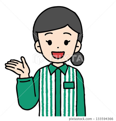 一位便利商店女店員正在指路。 133594366