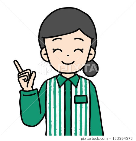 A female convenience store clerk is giving directions A female convenience store clerk is giving directions 133594573