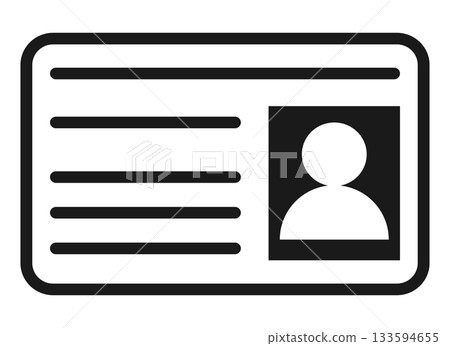 Black ID card icon 133594655