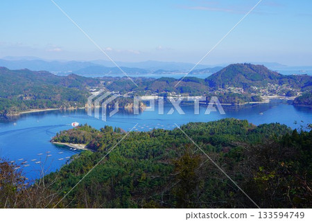 View of the northern part of Kesennuma Oshima Island from the top of Kameyama 133594749