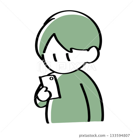 Illustration of a boy operating a smartphone Illustration of a boy operating a smartphone 133594807