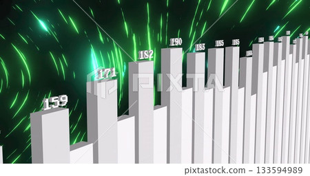 Visualizing 3D bar chart showing data in digital interface, with numeric labels atop each bar Visualizing 3D bar chart showing data in digital interface, with numeric labels atop each bar 133594989