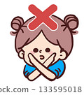Illustration of a child girl making an X mark with her arm 133595018