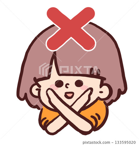 男孩用手臂畫十字的插圖 133595020