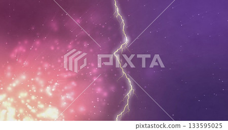 Lightning bolt slicing open night sky, with glowing energy sparks and spark particles scattering Lightning bolt slicing open night sky, with glowing energy sparks and spark particles scattering 133595025