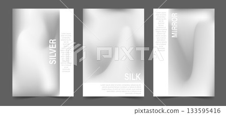Chrome reflection poster design. Silver gradient with steel texture for vintage or contemporary prints. Vector illustration 133595416