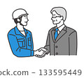 Illustration of a businessman shaking hands with a worker 133595449