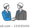 Illustration of a businessman shaking hands with a worker 133595450