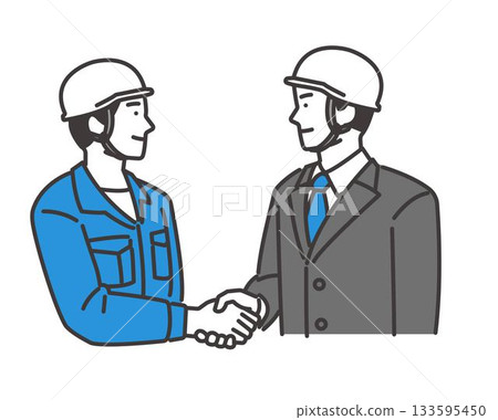 Illustration of a businessman shaking hands with a worker 133595450