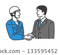 Illustration of a businessman shaking hands with a worker 133595452