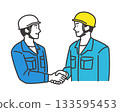 Illustration of a businessman shaking hands with a worker 133595453