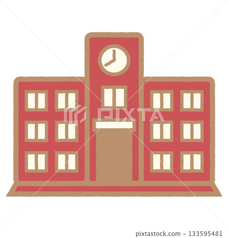 School building 1 illustration image red 133595481