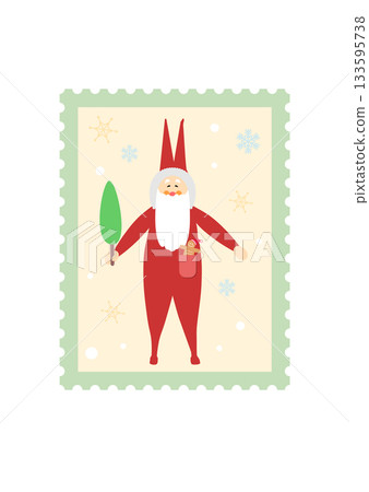 Christmas illustration stamp Santa Claus cute mall vector Christmas illustration stamp Santa Claus cute mall vector 133595738
