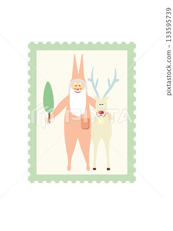 聖誕節插圖印章聖誕老人馴鹿可愛商場向量圖 133595739