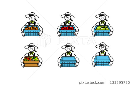 Farmer woman with harvested vegetables 133595750