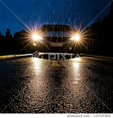 Cars running on the road after the rain 133595909