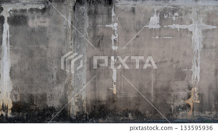 Background of the plastered wall on the bricks. Revealing the pattern of the bricks. And there are stains of old age and lichen. Background of the plastered wall on the bricks. Revealing the pattern of the bricks. And there are stains of old age and lichen. 133595936