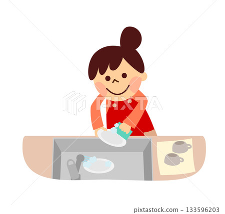 Woman washing dishes 133596203