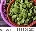 Fresh stink beans (petai) commonly used in southern Thai cuisine. 133596283