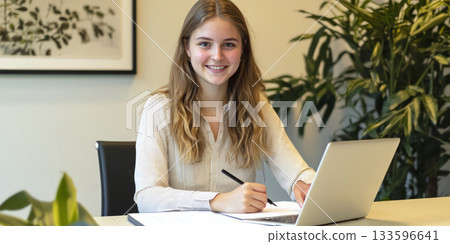 student girl studying at school 133596641