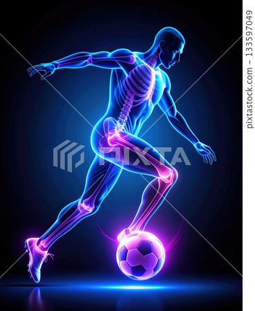分析足球員踢球時的骨骼結構和踢球動作 133597049