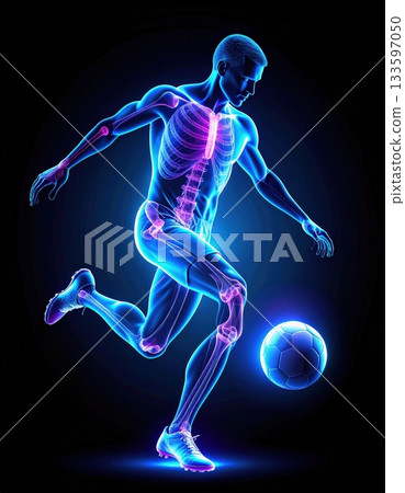 分析足球員踢球時的骨骼結構和踢球動作 133597050
