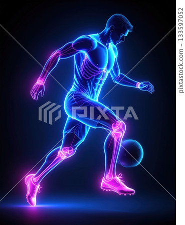 分析足球員踢球時的骨骼結構和踢球動作 133597052