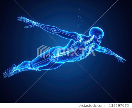 水下游泳者的解剖結構：自由式姿勢與全身運動 133597073