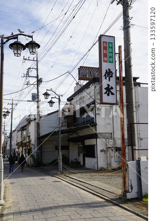 Scenery of the shopping street around the Tomioka Silk Mill in Tomioka City, Gunma Prefecture 133597120