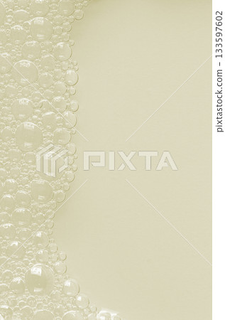 Bubbles of body gel or soap foam or shaving gel. Closeup. Copy space 133597602