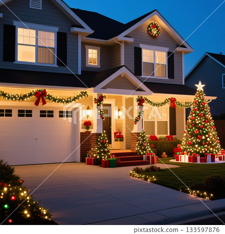 Christmas decoration of a private house 133597876